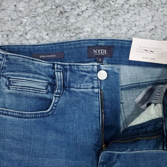 NYDJ High Rise Girlfriend Hollywood Jeans Blue Stunning Stretch Women's Size 2 - Picture 6 of 13